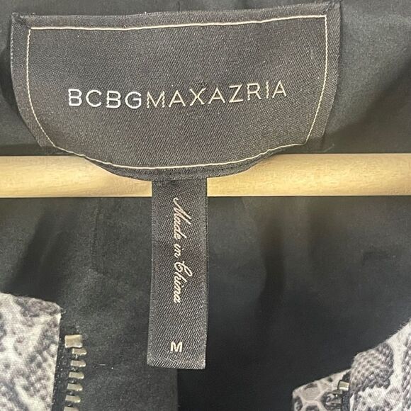 BCBGMaxAzria Edward Black/Blue/White Snake Print Zip Front Blazer Sz M - Picture 9 of 11